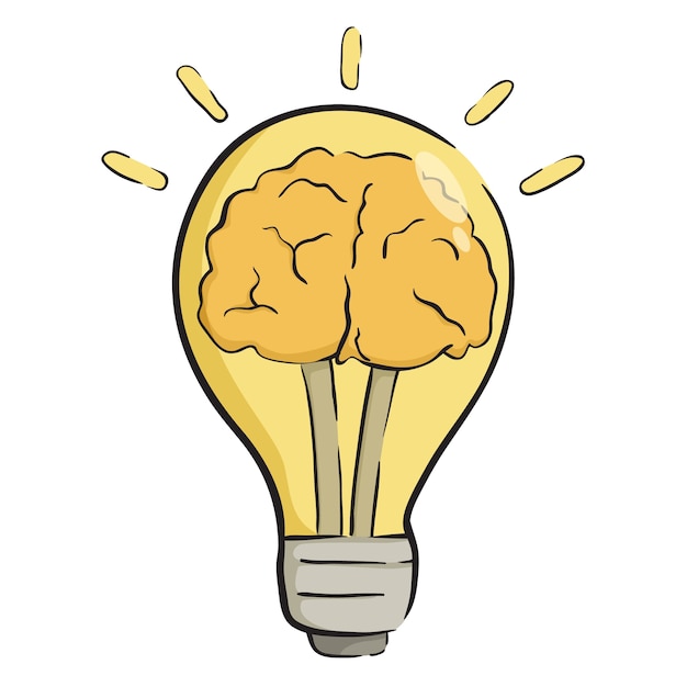 Premium Vector Bulb light idea with brain in the bulb