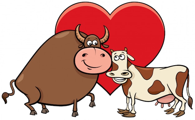 Premium Vector | Bull and cow in love