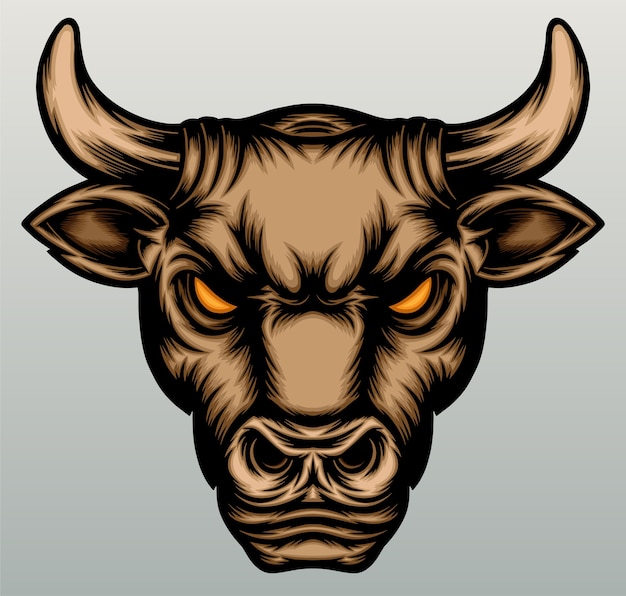 Premium Vector Bull head illustration in hand drawn