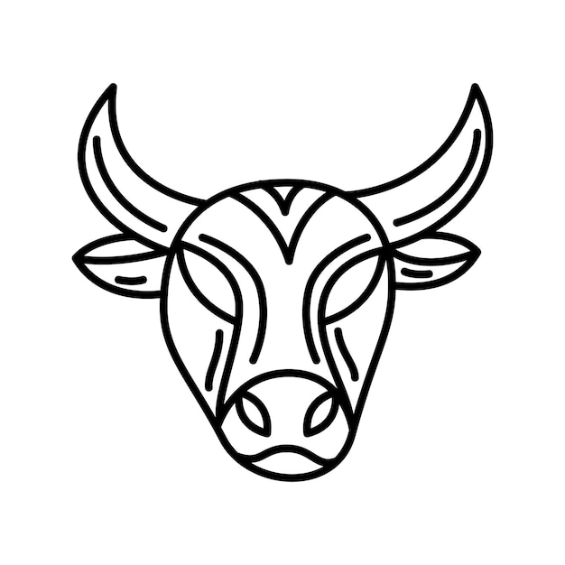 Premium Vector | Bull head vector logo hand drawn isolated horned wild ...