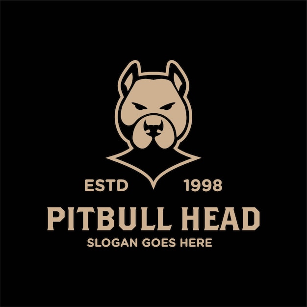 Buldog Pitbul Golova Lico Vintazh Retro Logotip Vektor Premium Vektory