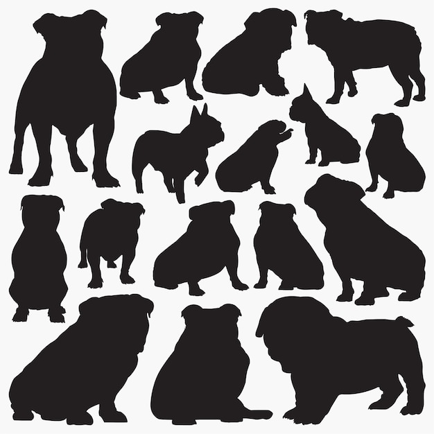 Download Bulldog silhouettes | Premium Vector