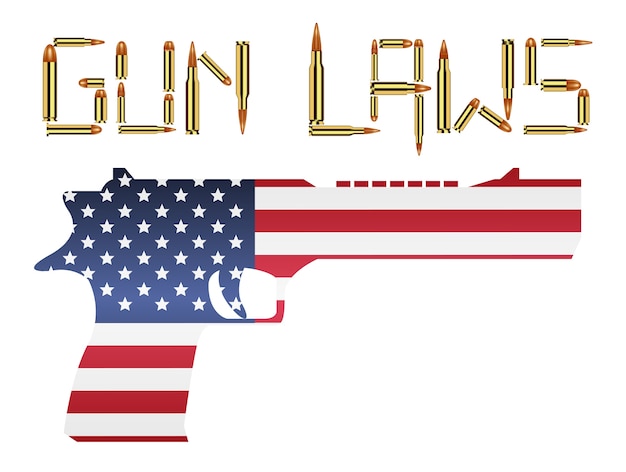 Download Bullet gun laws with america flag hand gun | Premium Vector