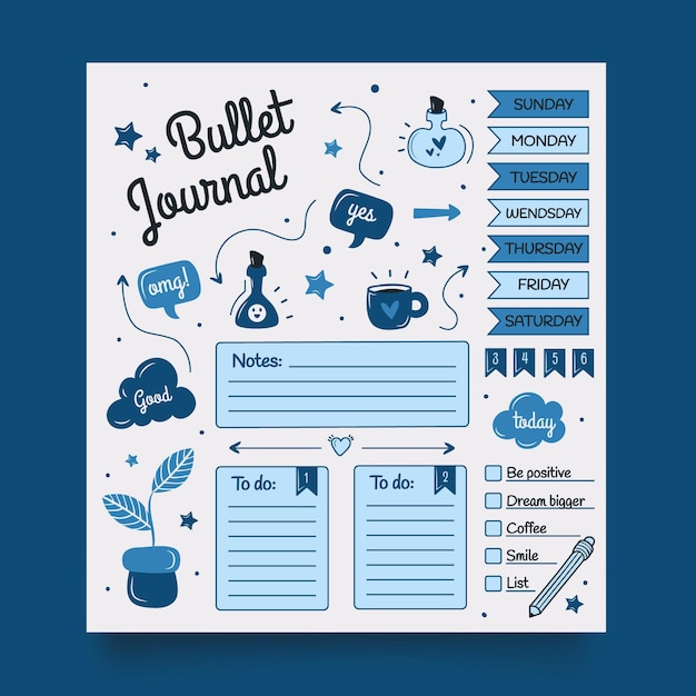 Premium Vector Bullet Journal Planner Template