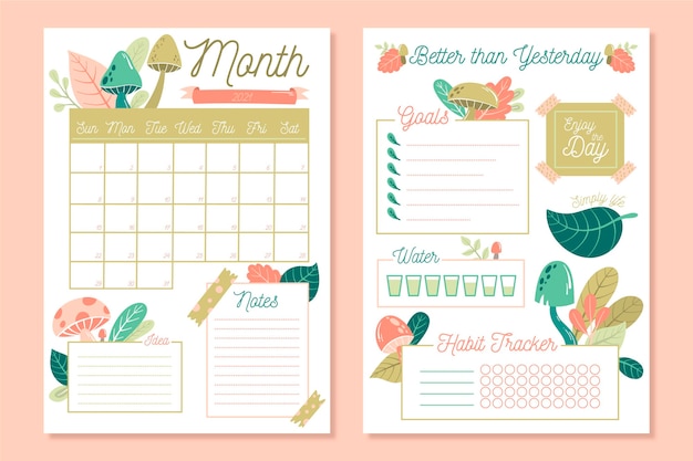 Free Vector Bullet Journal Planner Template 5098