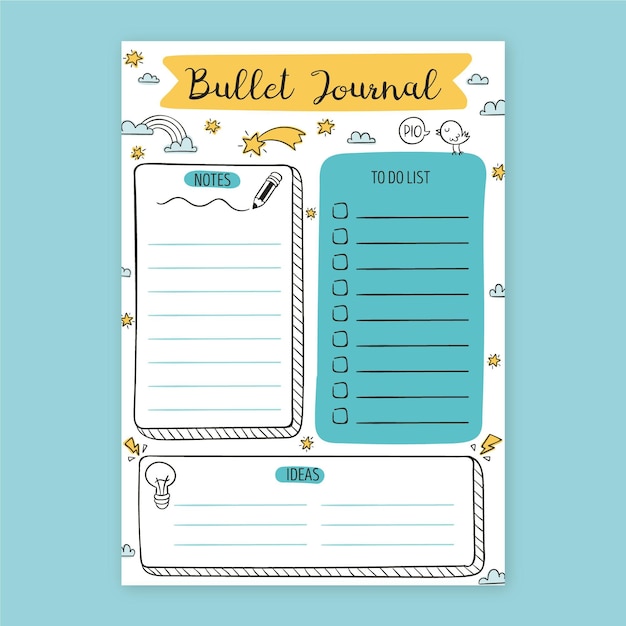  Bullet journal planner with drawn elements