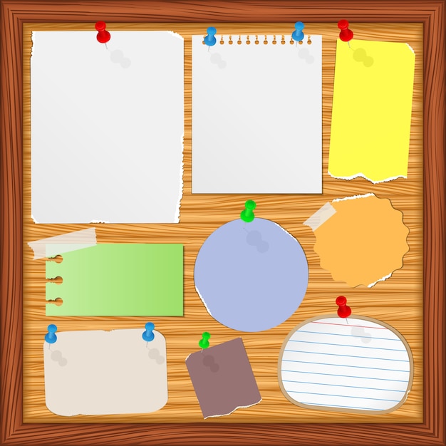 Premium Vector | Bulletin board with paper notes