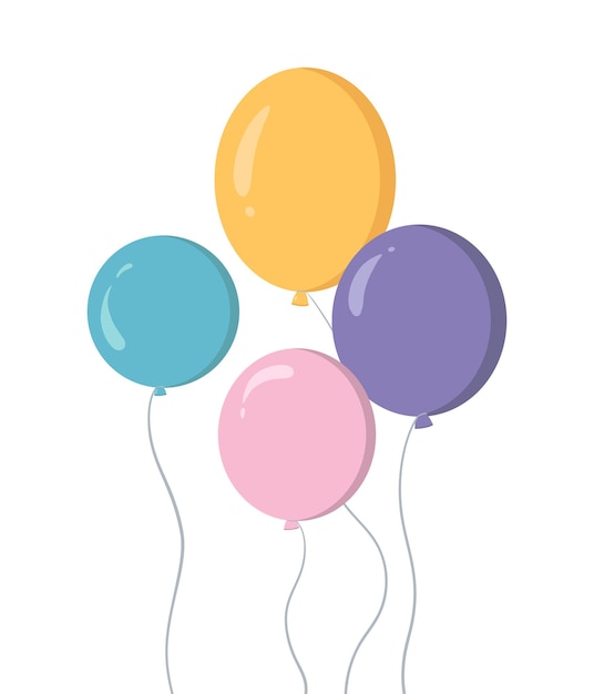 Premium Vector | Bunch of colorful balloons in cartoon flat style ...