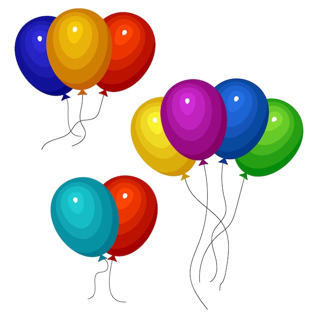 Premium Vector | Bunches of several colour helium balloons. vector ...