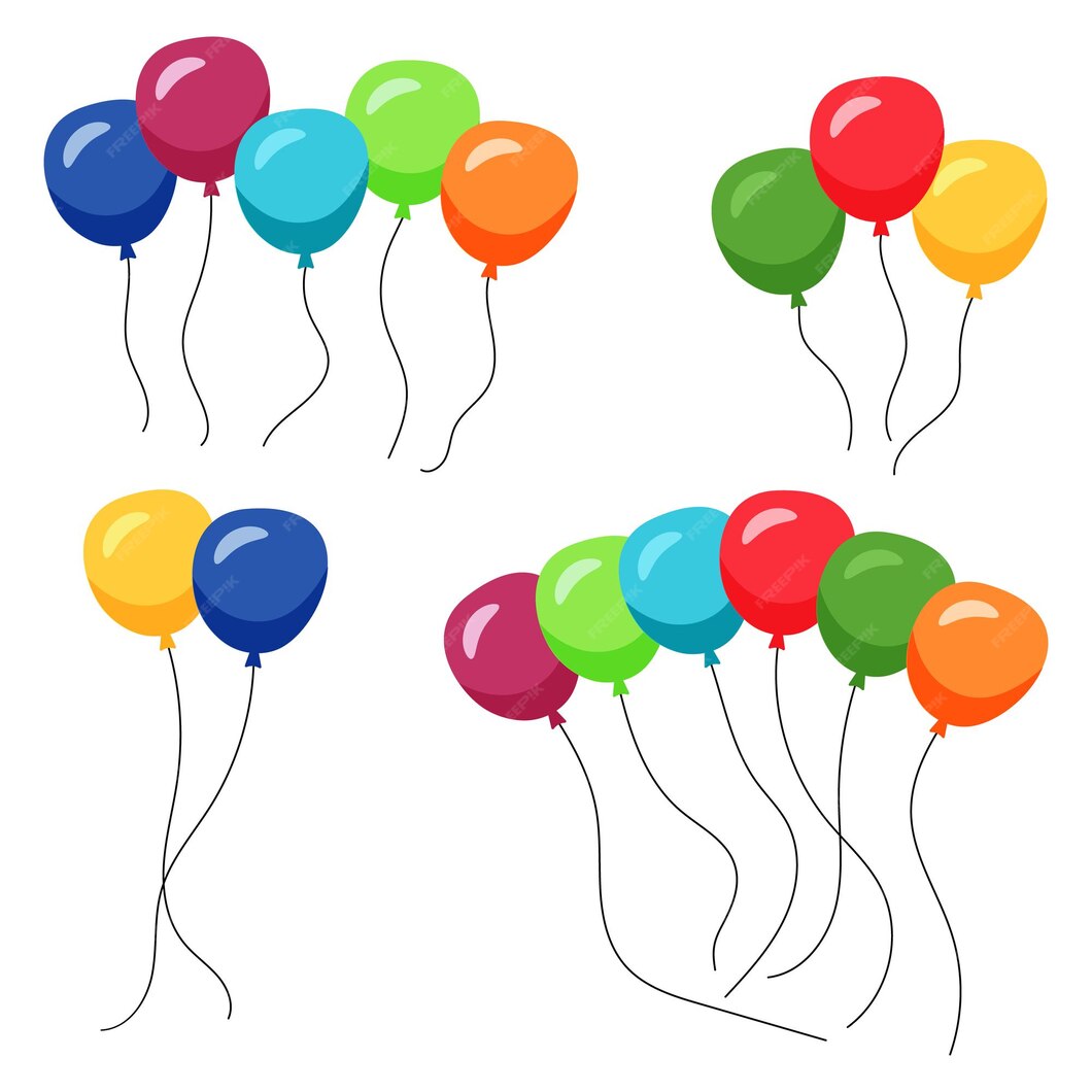Premium Vector | Bunches of several colour helium balloons. vector ...