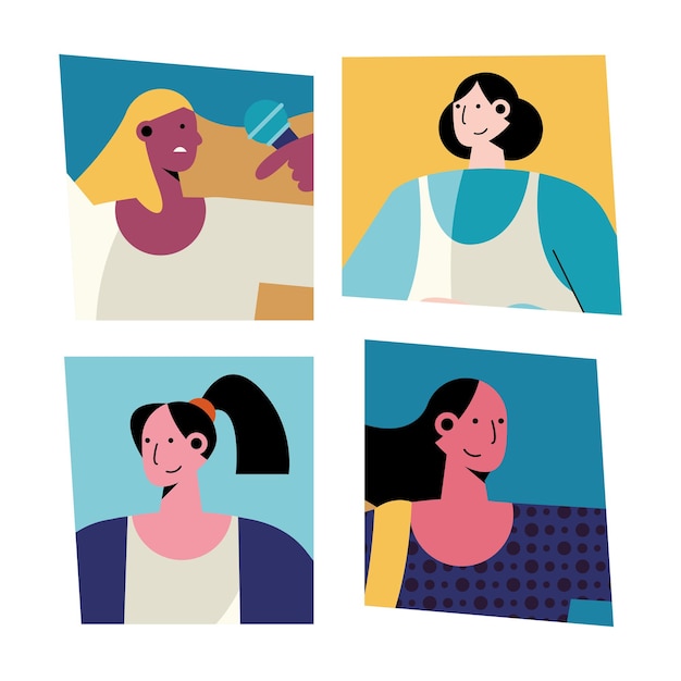 Download Premium Vector Bundle Of Four Women Different Professions Characters Illustration