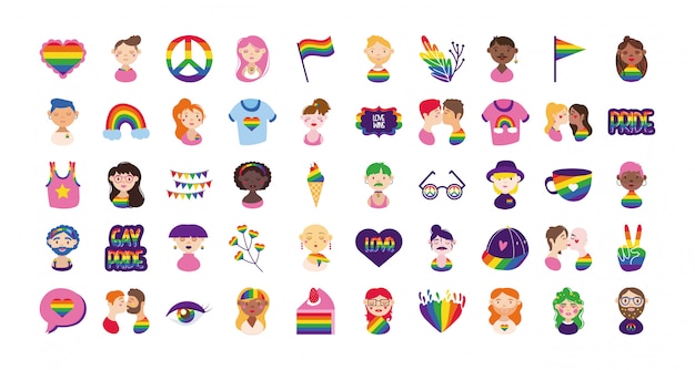 Download Premium Vector Bundle Of Gay Pride Icons And People Hand Draw Style