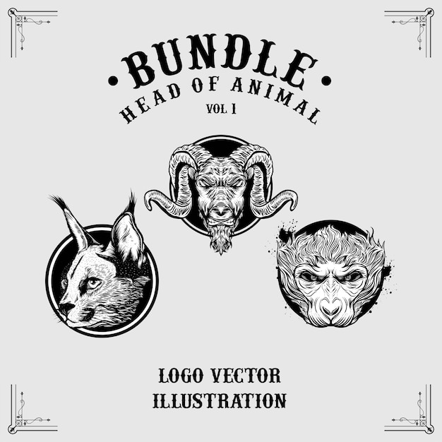 Download Premium Vector | Bundle head of animal logo mascot ...