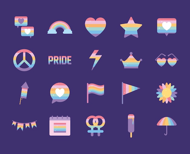 Download Premium Vector Bundle Of Icons With Lgbtq Pride Colors
