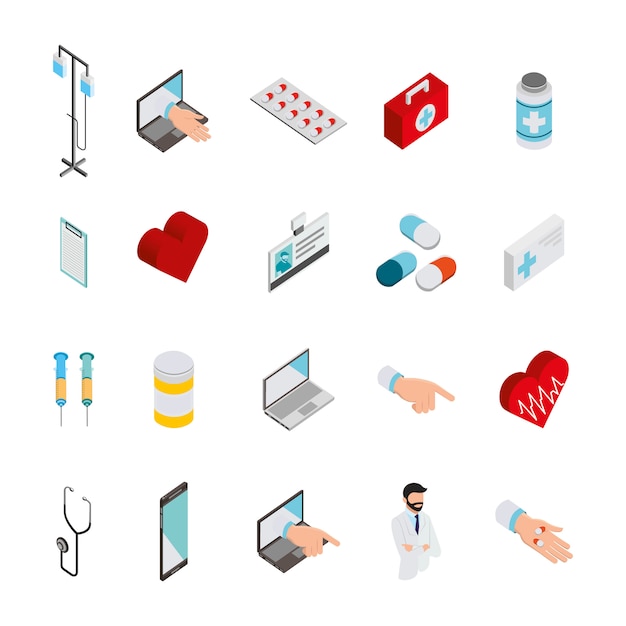 Bundle of medical healthcare icons Vector | Free Download