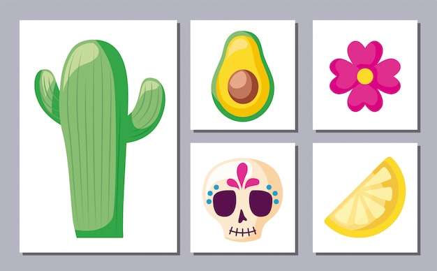 Download Bundle mexican traditional set icons | Premium Vector