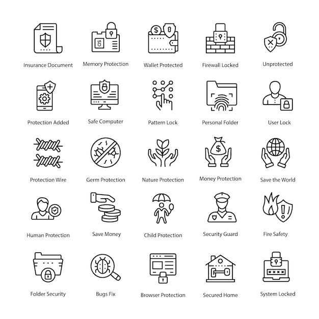 Download Free Bundle Of Protection Line Vector Icons Premium Vector Use our free logo maker to create a logo and build your brand. Put your logo on business cards, promotional products, or your website for brand visibility.