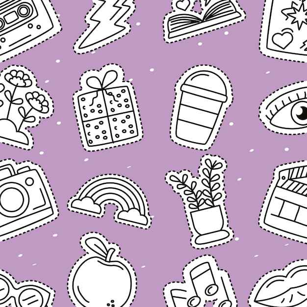 Premium Vector Bundle of stickers set icons pattern.