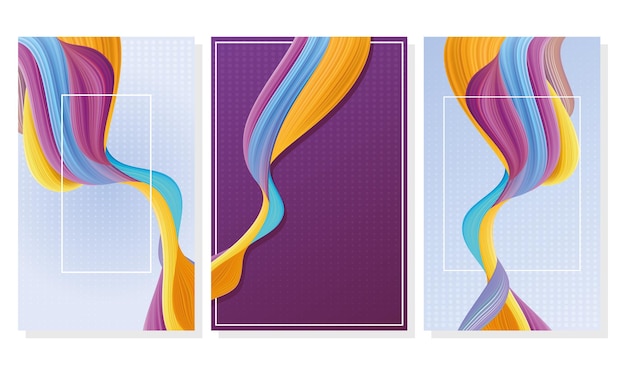 Download Premium Vector Bundle Of Three Color Flow Backgrounds