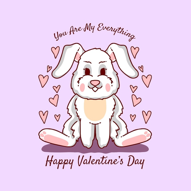 Premium Vector | Bunny cute valentine day