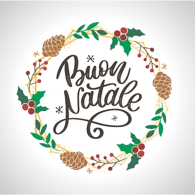 Buon Natale Cards.Premium Vector Buon Natale Merry Christmas Calligraphy Template In Italian Greeting Card Black Typography On White Background Vector Illustration Hand Drawn Lettering