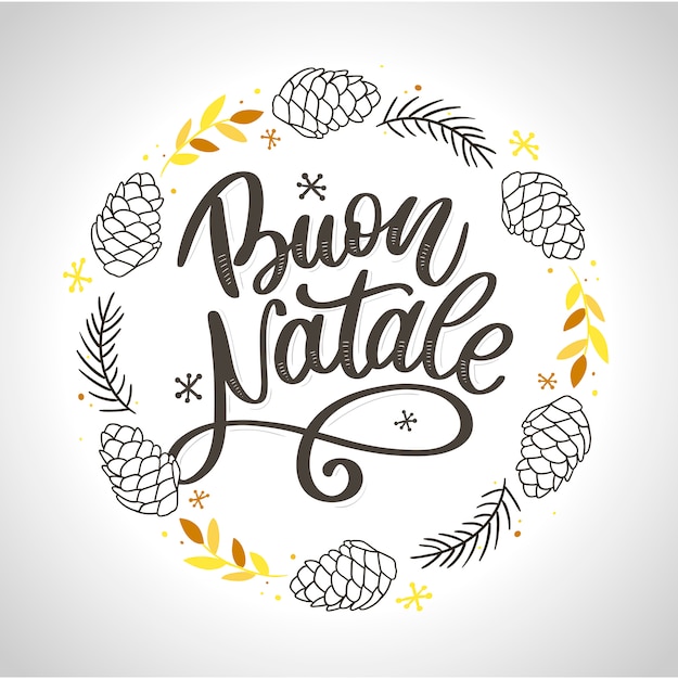 Buon Natale Logo.Buon Natale Merry Christmas Calligraphy Template In Italian Greeting Card Black Typography Premium Vector