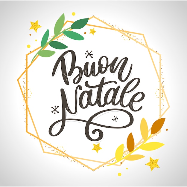 Font Buon Natale.Buon Natale Merry Christmas Calligraphy Template In Italian Premium Vector