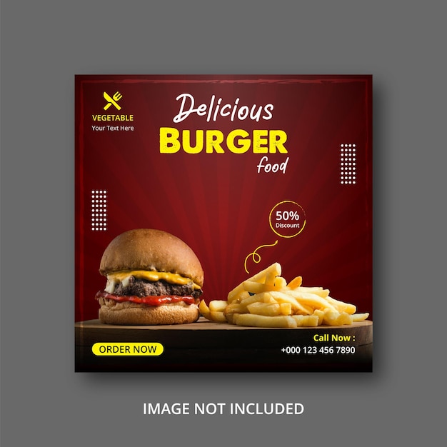 Premium Vector | Burger fast food social media post