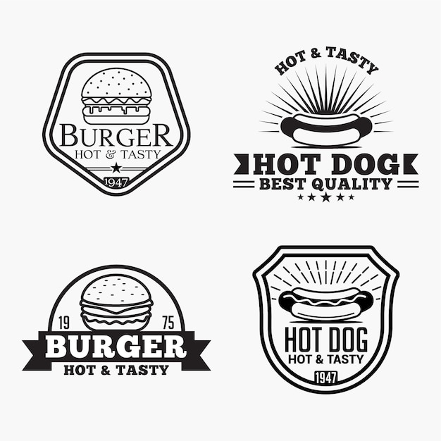 Download Free Burger Hot Dog Logos Badges Premium Vector Use our free logo maker to create a logo and build your brand. Put your logo on business cards, promotional products, or your website for brand visibility.