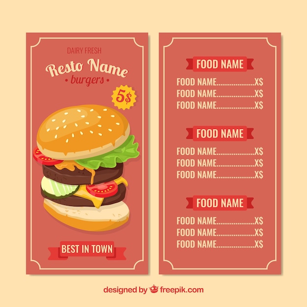 Free Vector | Burger menu template in flat design