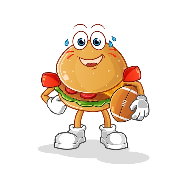 Premium Vector Burger Playing Rugby Character Cartoon Mascot