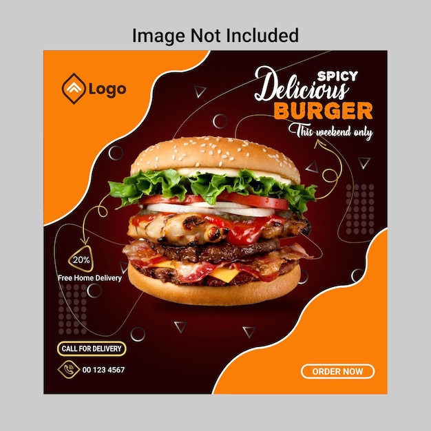 Premium Vector | Burger social media ad post