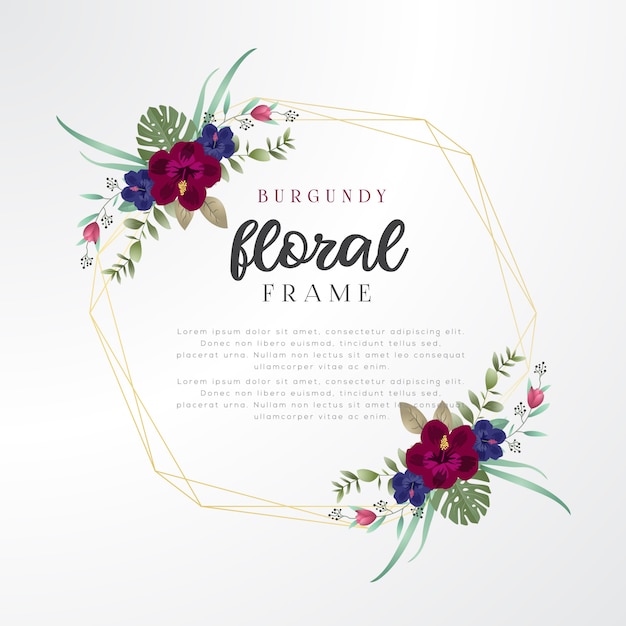 Premium Vector | Burgundy floral frame template