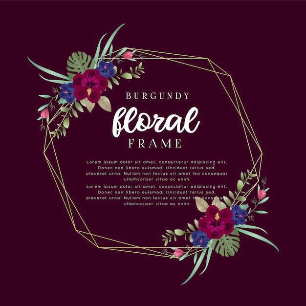 Premium Vector | Burgundy floral frame template