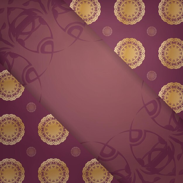 Premium Vector | Burgundy flyer with indian gold ornaments for your brand.