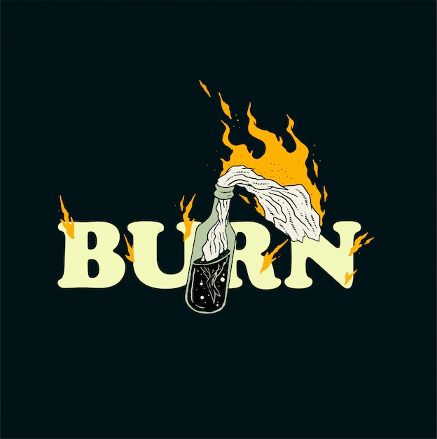 Burn molotov cocktail illustration design | Premium Vector