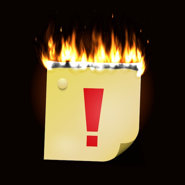 Burning Paper Sticker Premium Vector