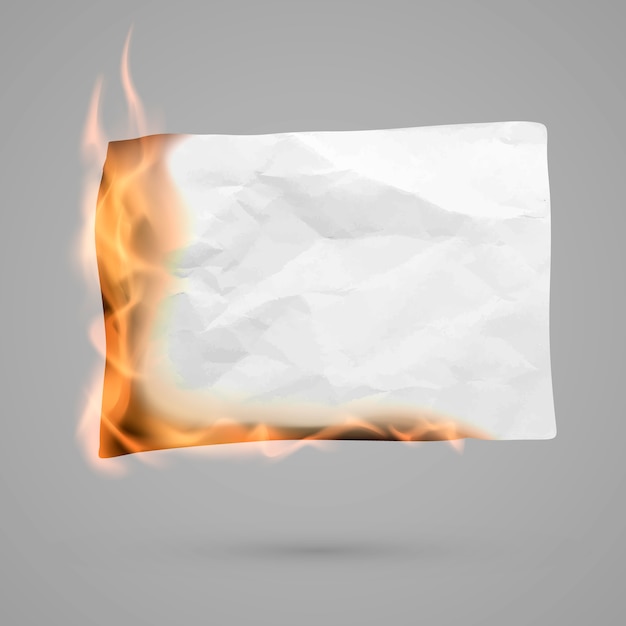 Premium Vector | Burning piece of crumpled paper with copy space ...