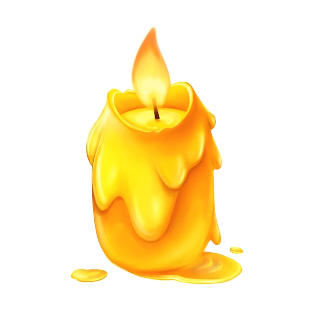 Premium Vector | Burning yellow candle isolated on white background ...