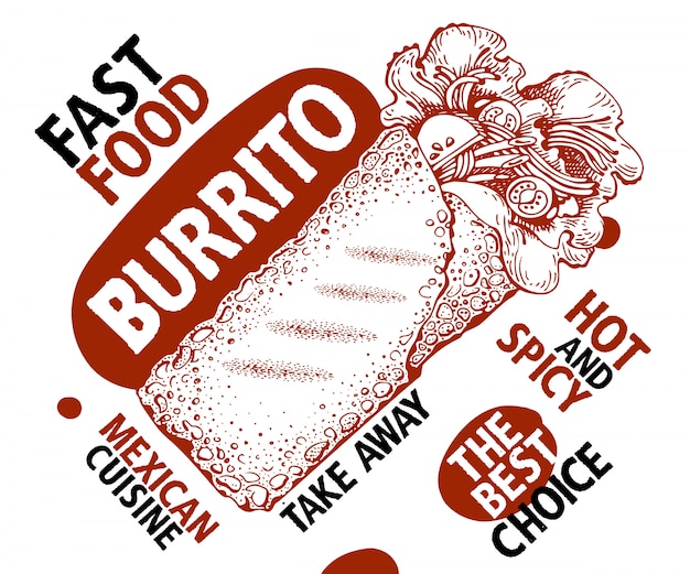 Burrito. mexican food. traditional mexican cuisine. Premium Vector
