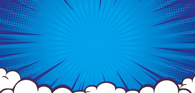 Premium Vector Burst Comic Blue Background With Cloud