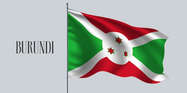 Download Burundi waving flag on flagpole illustration | Premium Vector