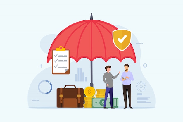Busines insurance   with umbrella protection Premium Vector