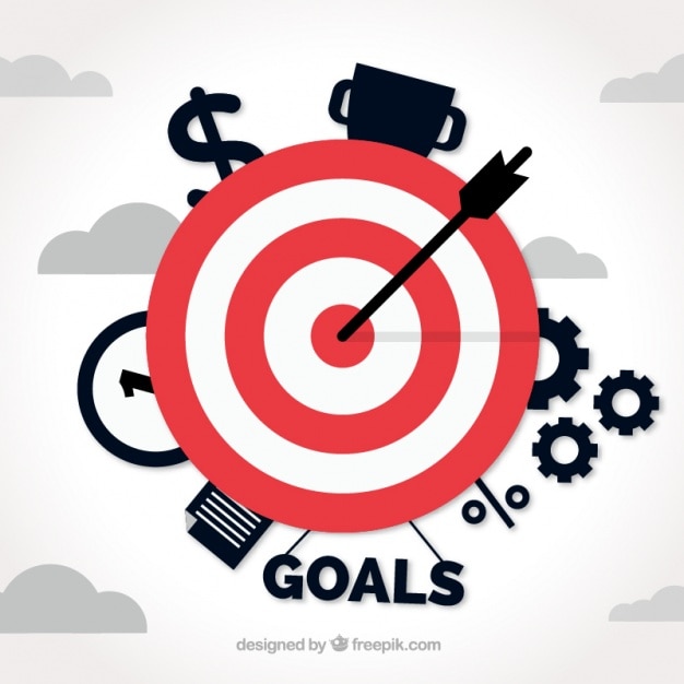 Business background with target and elements Free Vector