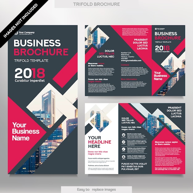 Business brochure template in tri fold layout. corporate design leaflet with replacable image. Premium Vector