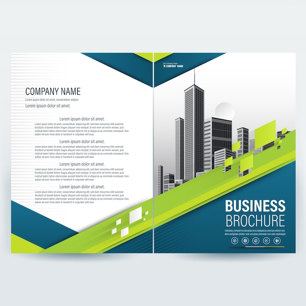 Business brochure template with blue green geometric shapes | Premium ...