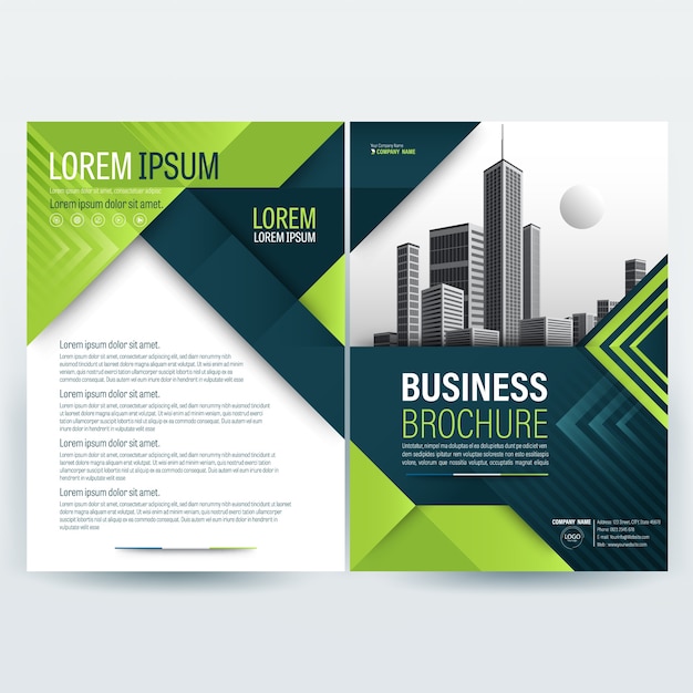 Business brochure template with Green Geometric shapes 