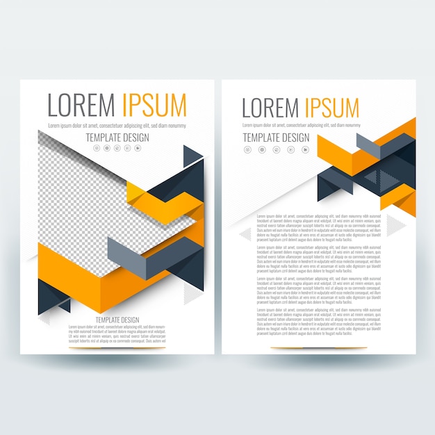 Business brochure template with Orange and Gray Polygon Shapes Vector ...