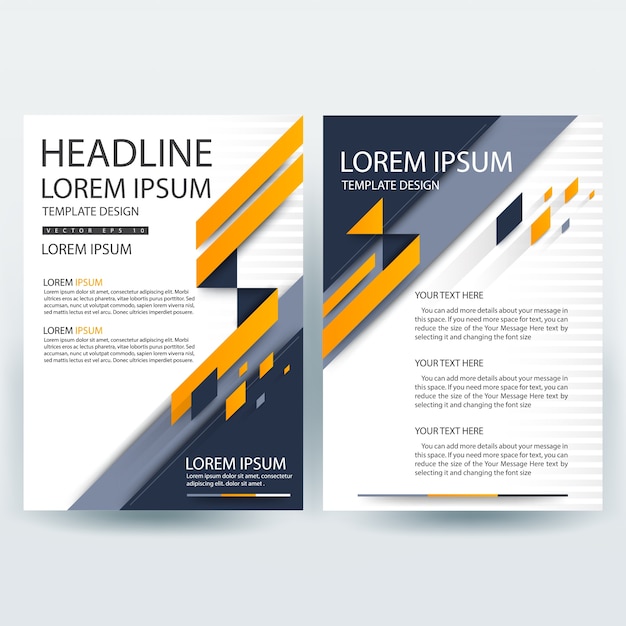 Business brochure template with orange and dark blue geometric shapes ...