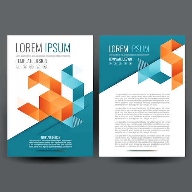 Business brochure template with orange and teal polygon shapes Vector ...